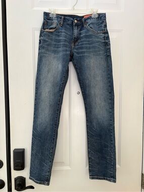 Jean Shop Mick Denim Mens 30x32 Blue Stretch Slim Fit Selvedge Straight***READ
